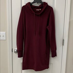 Earth Yoga Burgundy Hoodie Sweatshirt Dress Tunic XL
